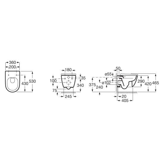 Set záchodová mísa Roca Ona A346687S00, záchodové prkénko Roca Ona A801E12001