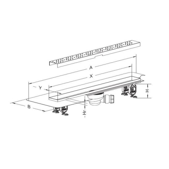 Set odtokový žlábek Radaway 5L055A, rošt sprchového odtoku Radaway Quadro 5R055Q