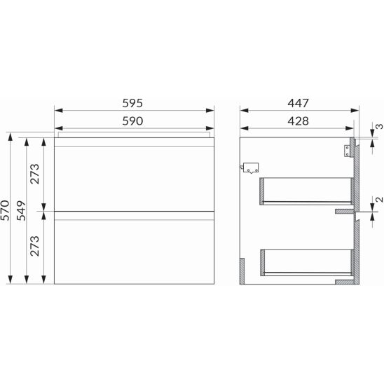 Sada skříňka Cersanit Moduo S590-068-DSM, skříňka Cersanit Moduo K116-020, S590-023