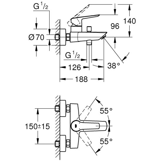 Sada sprchová sada Grohe Vitalio Comfort 269302431, vanová baterie Grohe Start 322782432