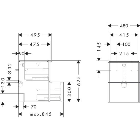 Sada skříňka Hansgrohe Xelu Q 54020670, umyvadlo Hansgrohe Xelu Q 61012450