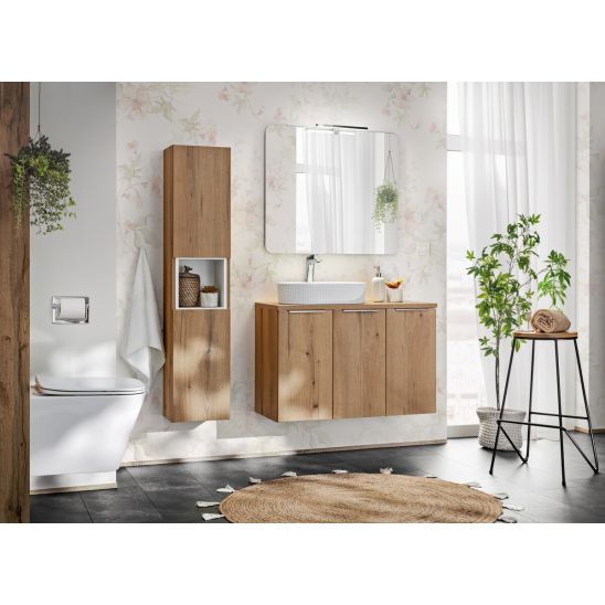 Sada skříňka Comad Nova Oak NOVA OAK A 82-60-2D, umyvadlo Comad Wiki UN-WIKI-SW, NOVA BLACK B 89-60