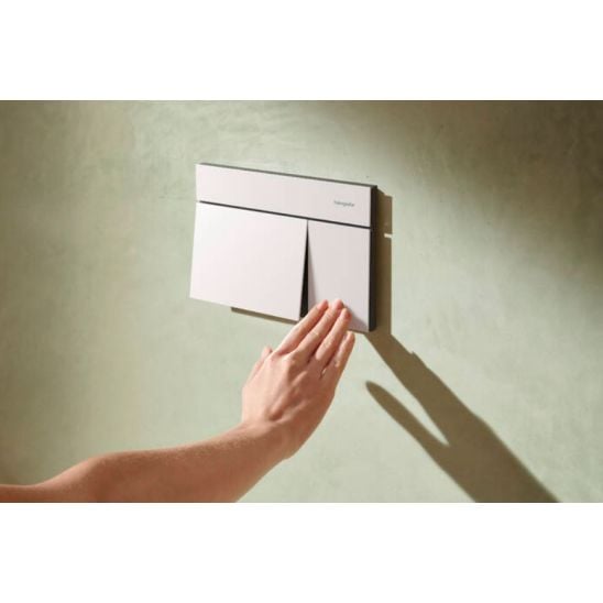 Sada WC mísa se sedátkem s pomalým sklápěním Hansgrohe EluPura Q 60293450, splachovací tlačítko Hansgrohe Element E 66003700, 01022180