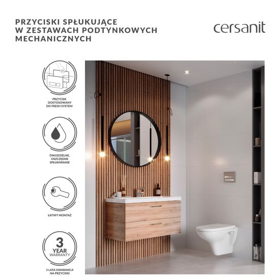 Sada WC mísa se sedátkem s pomalým sklápěním Cersanit Zen S701-428, modul pro závěsné WC s tlačítkem Cersanit S701-778
