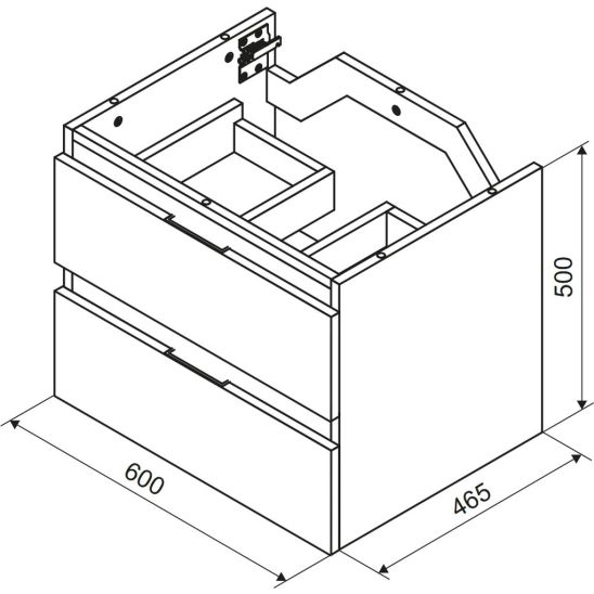 Sada korpus skříňky Excellent Tuto 2.0 MLEX.2172.600.BKBL, deska na skříňku Excellent Tuto 2.0 MLEX.2116.600.SJ, MLEX.2151.600.02.BK