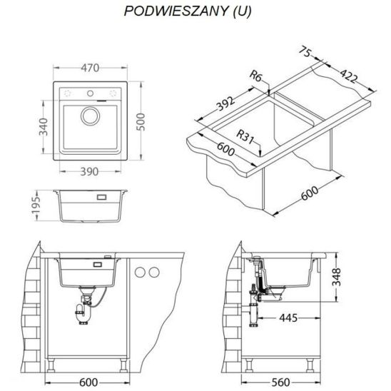 Sada granitový dřez Alveus Atrox 1148161, kuchyňská baterie Alveus Flexa 1147056