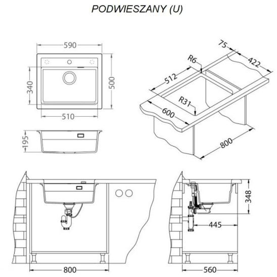 Sada granitový dřez Alveus Atrox 1148162, kuchyňská baterie Alveus Flexa 1147056