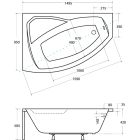 Sada rohová vana Besco Rima #WAR-150-NL, obklad vany Besco Rima OAR-150-NS