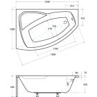 Sada rohová vana Besco Rima #WAR-160-NL, obklad vany Besco Rima OAR-160-NS