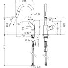 Sada kuchyňská baterie Hansgrohe Focus 31815670, granitový dřez Hansgrohe S 51 43312170