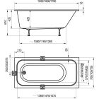 Sada obdélníková vana Slim Ravak Chrome Slim C721300000, sifon k vaně Ravak X01377, GPX2240015