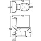 Sada kompaktní záchodová mísa Aqualine Antik AK107-432, WC splachovače Aqualine Antik AK107-208, AK107-122