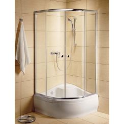 Radaway Classic A sprchový kout 80x80 cm půlkulatá bílá matný/průhledné sklo 30011-04-01