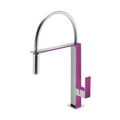 Tres Cuadro Exclusive kuchyňská baterie stojící chrom-růžová/fialová 1.06.487.VI