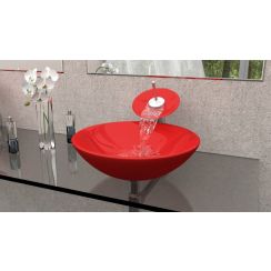 Rea 71050 umywalka 42 cm nablatowa okrągła szklana czerwona REA-U0066