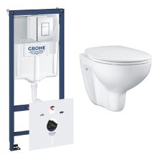 Sada podomítkový WC modul Grohe Rapid SL 38827000, WC mísa se sedátkem s pomalým sklápěním Grohe Bau Ceramic 39351000