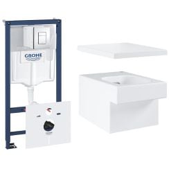 Sada záchodová mísa Grohe Cube Ceramic 3924400H, podomítkový WC modul Grohe Rapid SL 38827000, 39488000