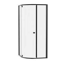 Ravak Pivot sprchový kout 100x100 cm půlkulatá černá matný/průhledné sklo 376AA300Z1