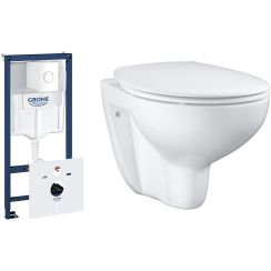Set podomítkový WC modul se splachovacím tlačítkem Grohe Rapid SL 39451000, sada mísa + prkénko s pomalým sklápěním Grohe Bau Ceramic 39351000