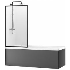 Rea Lagos vanová zástěna 80 cm jednodílný černá matný/čiré sklo REA-K7633