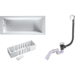 Sada obdélníková vana Oltens Langfoss 10004000, obklad vany Schedpol Stabilsound 1.028-LED, 03002100