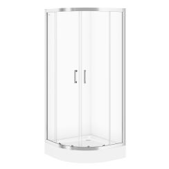 Cersanit Basic sprchový kout s vaničkou 80x80 cm půlkulatá chrom lesk/průhledné sklo S601-117