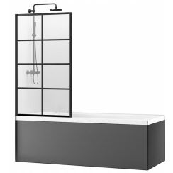 Rea Lagos vanová zástěna 80 cm jednodílný černá matný/čiré sklo REA-K4561