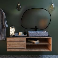 Baltica Design Tiny Borderbright Stain II zrcadlo 60x43 cm s osvětlením černá 5904107901480