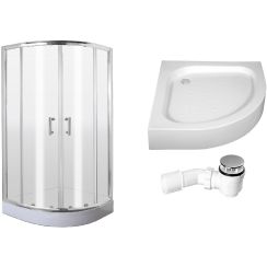 Set sprchový kout Deante Jasmin KGJ051P, půlkruhová sprchová vanička Deante Standard New KTA053B, NHC025C