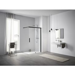 Kermi Nica NI J2 sprchová zástěna walk-in 100 cm černá matný/průhledné sklo NIJ2R100203PK