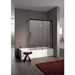 Kermi Nica NI H2 vanová zástěna 120 cm dvoudílný černá matný/čiré sklo NIH2R120153PK
