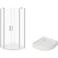 Set sprchový kout Cersanit Moduo S162-010, půlkruhová sprchová vanička Cersanit Tako S204-004