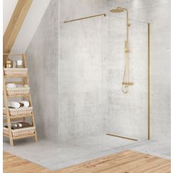 New Trendy Velio Satin Gold sprchová zástěna walk-in 120 cm zlatá polomatný/průhledné sklo D-0192B