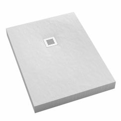 Schedpol New Horizons White Stone obdélníková sprchová vanička + mřížka x90 cm bílá 3.3315/B/ST-M2