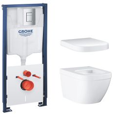 Set záchodová mísa Grohe Euro Ceramic 3920600H, podomítkový WC modul s tlačítkem a těsněním Grohe Solido 39930000, 39331001