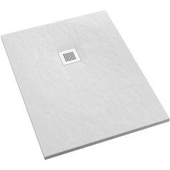 Schedpol Kalait White Stone obdélníková sprchová vanička + mřížka 140x80 cm bílá 3.3110/B/ST-M2