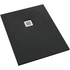 Schedpol Kalait Black Stone obdélníková sprchová vanička + mřížka 140x80 cm černá 3.3110/C/ST-M2