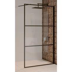 Riho Grid sprchová zástěna 140 cm černá matný/vzorované sklo G004028121