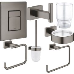 Sada záchodová štětka Grohe Essentials 40513AL1, splachovací tlačítko Grohe Skate 38732AL0, 40510AL1, 40507AL1, 40508AL1, 40511AL1, 40372001