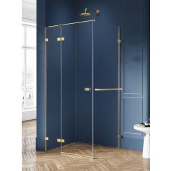New Trendy Avexa Gold Brushed sprchový kout 90x80 cm obdélníkový zlatá kartáčovaný/průhledné sklo EXK-3012