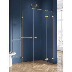 New Trendy Avexa Gold Brushed sprchový kout 90x80 cm obdélníkový zlatá kartáčovaný/průhledné sklo EXK-3042