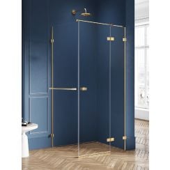 New Trendy Avexa Gold Brushed sprchový kout 110x100 cm obdélníkový zlatá kartáčovaný/průhledné sklo EXK-3056