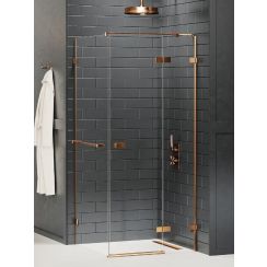 New Trendy Avexa Copper Brushed sprchový kout 90x80 cm obdélníkový měděná kartáčovaný/průhledné sklo EXK-3642