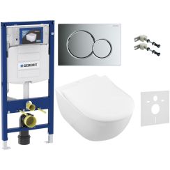 Set combi-Pack sada s prkénkem Villeroy & Boch Subway 2.0 5614R2R1, splachovací tlačítko Geberit Sigma 115.770.21.5, 111.815.00.1, 156.050.00.1
