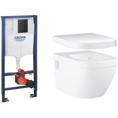 Set podomítkový WC modul se splachovacím tlačítkem Grohe Solido 38811KF0, záchodová mísa Grohe Euro Ceramic 39538000, 39330001