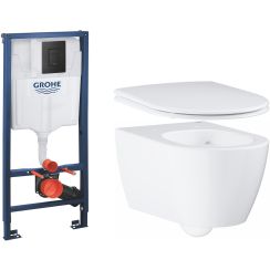 Set záchodová mísa Grohe Essence 3957100H, podomítkový WC modul se splachovacím tlačítkem Grohe Solido 38811KF0, 39577000