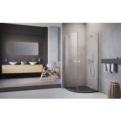 Radaway Essenza New PDD sprchový kout levá část 80x80 cm půlkulatá chrom lesk/průhledné sklo 1385002-01-01L