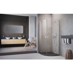 Radaway Essenza New PDD sprchový kout pravá část 90x90 cm půlkulatá chrom lesk/průhledné sklo 1385001-01-01R