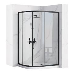 Rea Look sprchový kout 80x80 cm půlkulatá černá polomatný/průhledné sklo REA-K7902