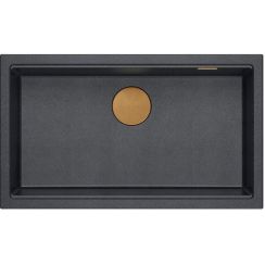 Quadron Logan dřez graniteq 76x45 cm černá-antracitová HQD7644U8PVDC1U